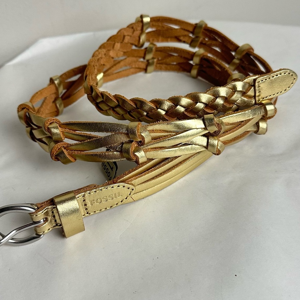 Fossil Gold and Tan Leather Accessory